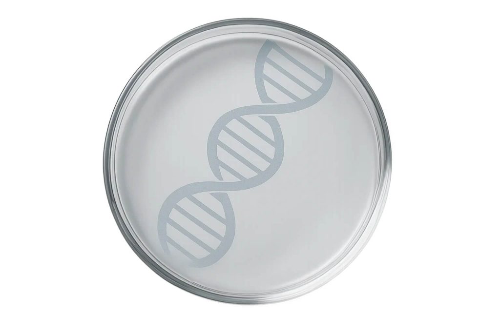 Petri dish with DNA helix overlay symbolizing chromosomal insights from PGT-A.