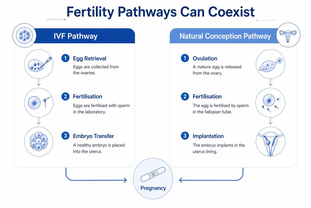 can you get pregnant naturally after IVF concept diagram
